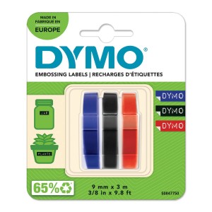 DYMO 3D lindid mehaanilistele etiketiprinteritele 9 mm x 3 m / punane/sinine/must (S0847750) – S0847750