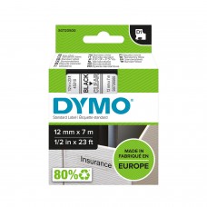 DYMO D1 lint 12mm x7m / must läbipaistval peal (45010 / S0720500)