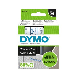 DYMO D1 teip 12mm x7m / sinine läbipaistval peal (45011 / S0720510) - S0720510