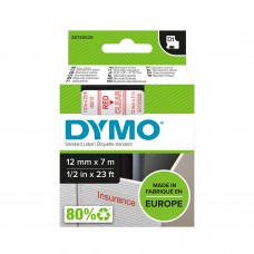 DYMO D1 lint 12mm x7m / punane läbipaistval peal (45012 / S0720520)