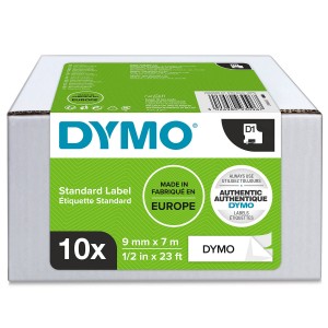 DYMO D1 lint 9mm x 7m / must valgel (40913 / S0720680) – 10 tk.