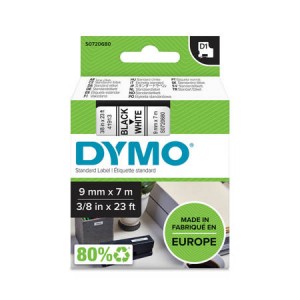 DYMO D1 teip 9mm x7m / must valgel (40913 / S0720680) - S0720680