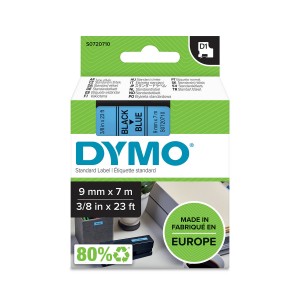 DYMO D1 teip 9mm x 7m / must sinisel (40916 / S0720710) - S0720710