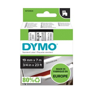 DYMO D1 teip 19mm x7m / must läbipaistval (45800 / S0720820) - S0720820