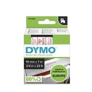 DYMO D1 lint 19 mm x 7 m / punane valgel (45805 / S0720850) - S0720850