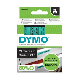 DYMO D1 lint 19 mm x 7 m / must rohelisel (45809 / S0720890) - S0720890