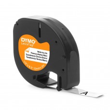 DYMO LetraTag triigitav teip 12mm x 2m / must valgel (S0718850) - riiete märgistamiseks