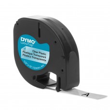 DYMO LetraTag plastteip 12mm x 4m / must läbipaistval peal (S0721540)