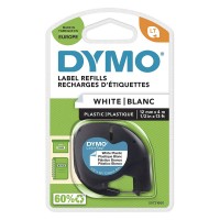 DYMO LetraTag Plastiklint 12mm x 4m / must valgel (S0721560 / S0721660) – 10 tk.
