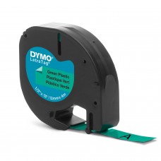 DYMO LetraTag plastteip 12mm x 4m / must rohelisel (S0721590)