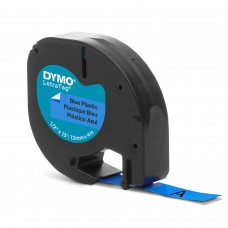 DYMO LetraTag plastteip 12mm x 4m / must sinisel (S0721600)