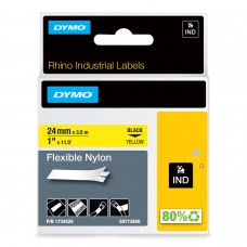 DYMO Rhino Nylon Tape painduv 24mm x 3,5m / must kollasel / painduv (1734525)