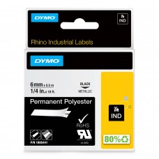 DYMO Rhino polüesterteip tugev liim 6mm x 5,5m / must metallikil (1805441)