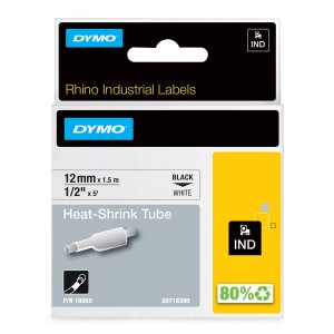 DYMO Rhino Thermal toru 12mm x 1,5m / must valgel (18055) - 18055