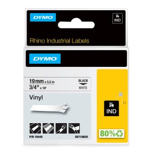 DYMO Rhino vinüülteip 19 mm x 5,5 m / must valgel (18445) - 18445