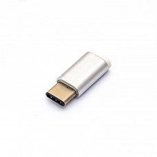 Adapter Micro USB 2.0-st USB Type C (USB-C) valge metallist korpusesse