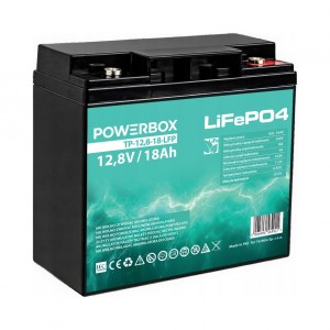 LifePO4 Powerbox 18-12.8 aku, 12,8 V, 18 Ah, UPS-seadmetele, matkaautodele, jahtidele, paatidele, motorolleritele ja ATV-dele