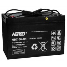 Patarei NERBO NBC 60-12i 12V 60Ah - AGM hooldusvaba tsükliliseks tööks