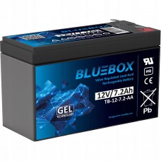 Bluebox 7.2-12L 12V 7,2 Ah geelakumulaator (GEL VRLA) häiresüsteemidele, seiresüsteemidele, kontrolleritele ja UPS-seadmetele
