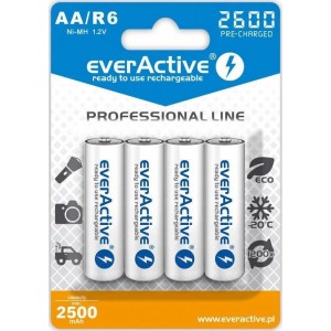 Įkraunamos Baterijos AA / R06 everActive NiMH 1,2V 2600 mAh kasutusvalmis 4B