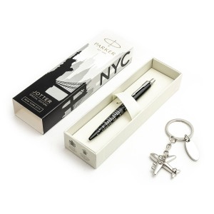 Parker Jotter Global Icons New York pastapliiats võtmerõngaga ja lennuki graveeringuga