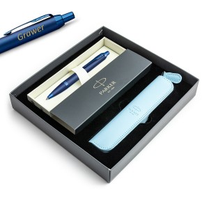 Parker IM Monochrome Blue pastapliiats graveeringuga / kott / kinkekomplekt