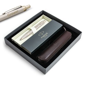Parker IM Professionals Monochrome Champagne pastapliiats graveeringuga / kott / kinkekomplekt