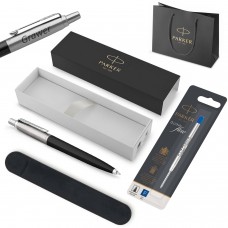 Parker Jotter Originals Black pastapliiats koos kottiga + pastapliiatsi täitekassett / Kingitus õpilasele/üliõpilasele graveeringuga Parker Jotter Originals Black pastapliiats koos kottiga + pastapliiatsi täitekassett / Kingitus õpilasele/üliõpilasele graveeringuga