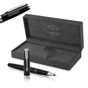 Parker Sonnet Black Lacquer CT korgiga pastapliiats graveeringuga