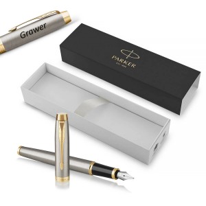 Parker IM Brushed Metal GT (M) täitesulepe gravüüriga