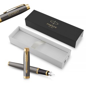 Parker IM Core Grey GT (F) täitesulepe graveeringuga