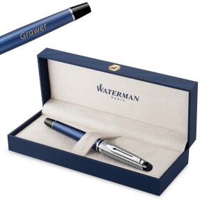 Waterman Expert Deluxe Metallic Blue CT (F) täitesulepe – 2187650, graveeringuga