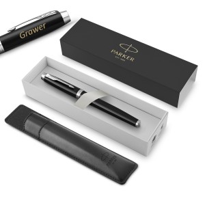 Parker IM Black CT täitesulepea (M) graveeringuga – 1931651 koos kottiga