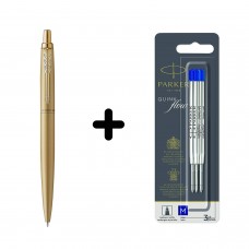 Parker Jotter XL Gold GT Pastapliiats + sinine (M) pliiatsi täidis, 3 tk.