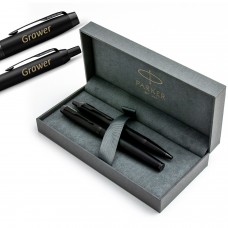 Parker IM Achromatic Black Set - Graveeringuga täitesulepliiats ja pastapliiats elegantses karbis