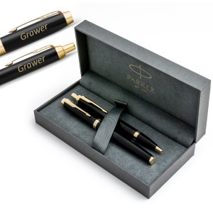 Parker IM Black GT täitesulepliiats ja täitesulepea graveeringuga elegantses karbis Parker IM Black GT täitesulepliiats ja täitesulepea graveeringuga elegantses karbis