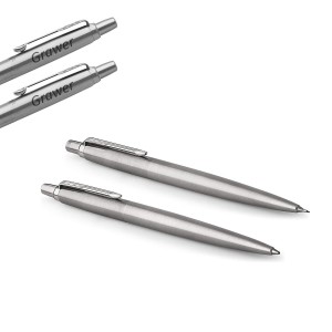 Parker Jotter roostevabast terasest pastapliiatsite ja pastapliiatsite komplekt CT-graveeringuga
