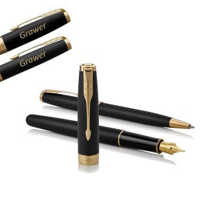 Parker täitesulepliiatsi ja pastapliiatsi komplekt Sonnet Black GT koos graveeringuga