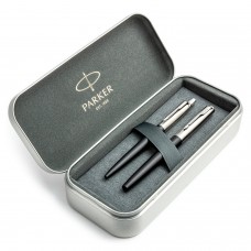 Parker Jotter Bond Street Black CT täitesulepliiatsi ja pastapliiatsi komplekt metallkarbis