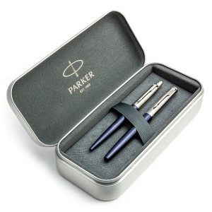 Parker Jotter Royal Blue CT täitesulepliiatsi ja pastapliiatsi komplekt metallkarbis