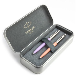Parker Jotter Originals Lilac ja Powder Pink Pastapliiatsi kinkekomplekt metallkorpusega