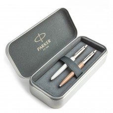 Parker Jotter Originals Pearl ja Beige Pastapliiatsi kinkekomplekt metallkorpusega