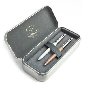 Parker Jotter Originals Pearl ja Beige Pastapliiatsi kinkekomplekt metallkorpusega