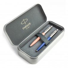 Parker Jotter Originals Powder Pink ja Blue Pastapliiatsi kinkekomplekt metallkorpusega