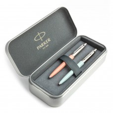 Parker Jotter Originals Powder Pink ja Pastel Blue Pastapliiatsi kinkekomplekt metallkorpusega