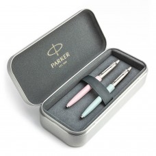 Parker Jotter Originals Pink ja Pastel Blue Pastapliiatsi kinkekomplekt metallümbrisega