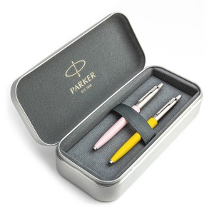 Parker Jotter Originals Pink ja Yellow Pastapliiatsi kinkekomplekt metallkorpusega