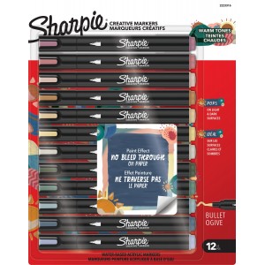 Sharpie loomingulised akrüülmarkerid soojades toonides (kooniline ots) 12 tk – 2223316