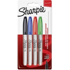 Marker Sharpie Fine 4 tk. (must, sinine, punane, roheline) - 1985858