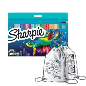 Sharpie Fine 18 värvi komplekt koos värvikotiga